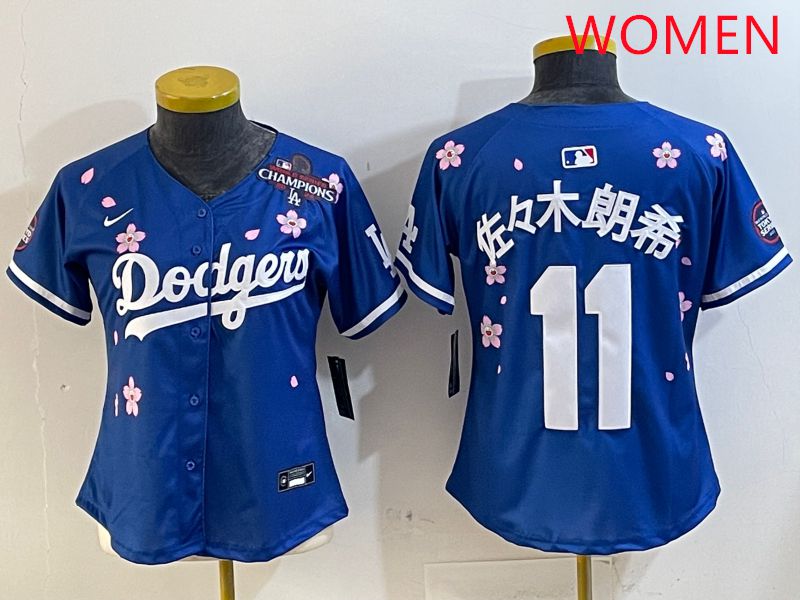 Women Los Angeles Dodgers 11 R.Sasaki Blue Sakura Edition 2025 Nike MLB Jersey style 5